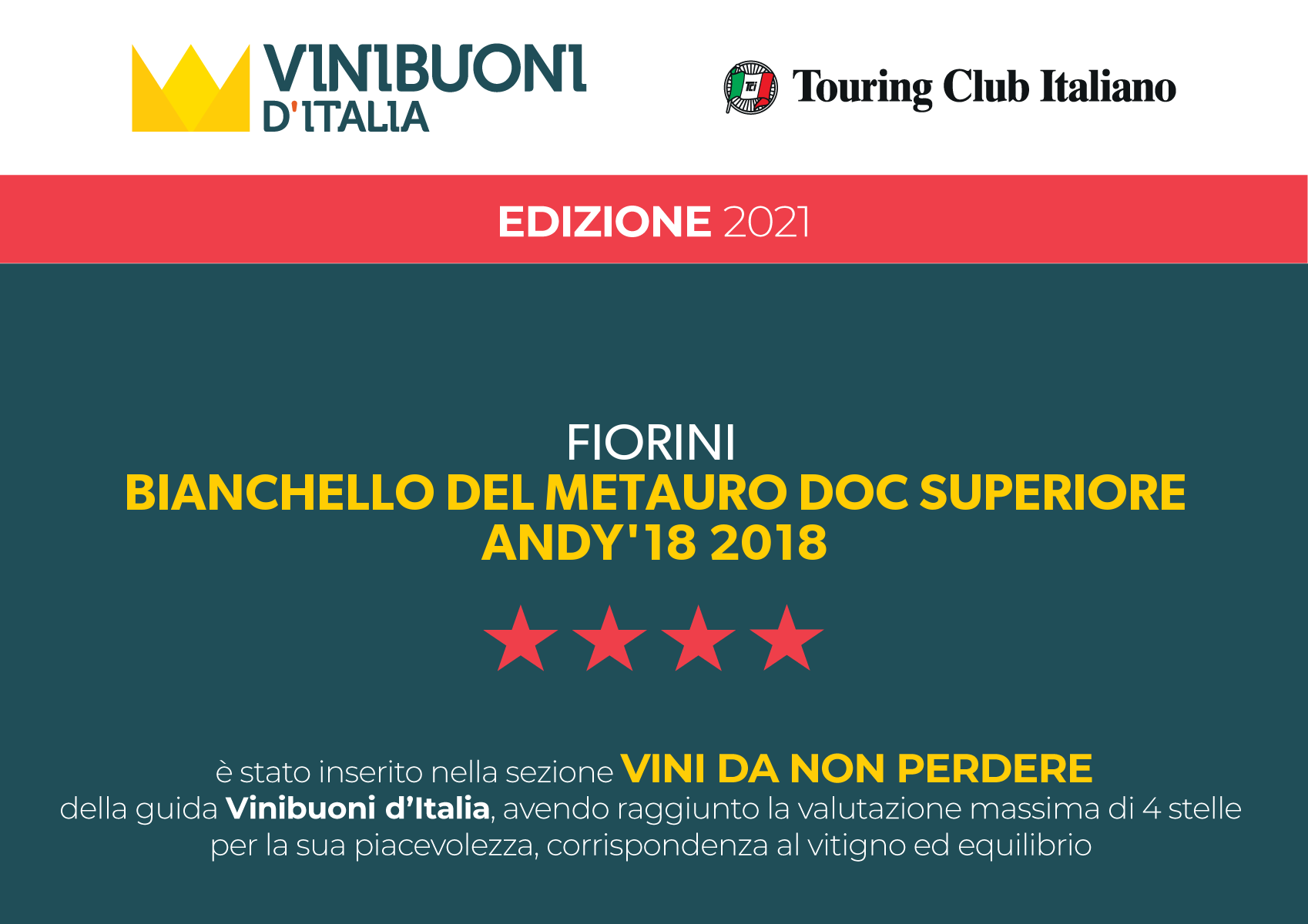 VINIBUONI D’ITALIA 2021 – ANDY’18